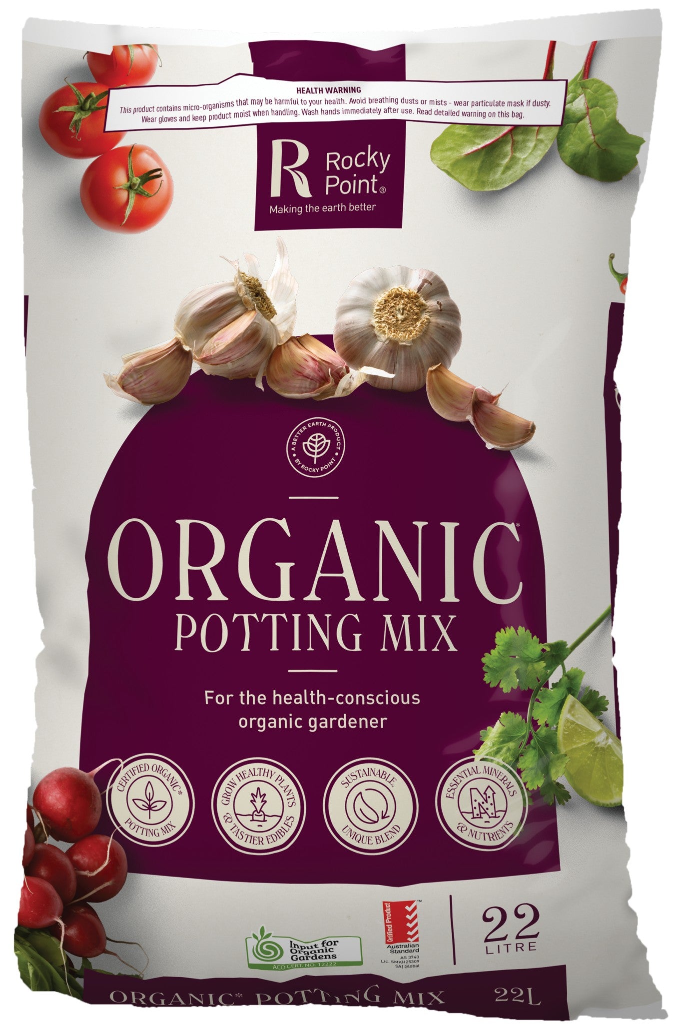 Rocky point organic potting mix 22l bag