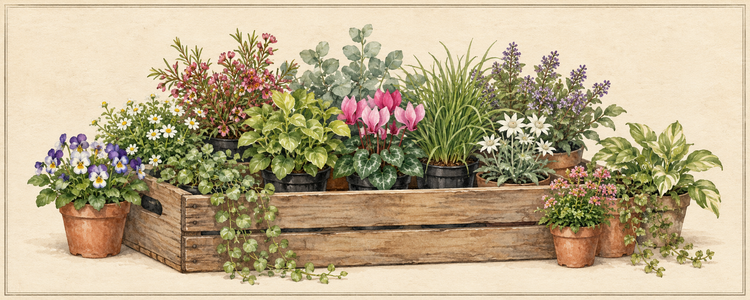 Lush green foliage with soft, slender leaves fills the scene. Tall stems topped with clusters of deep purple flowers add a wild charm—perfect for wildlife gardens and attracting pollinators.