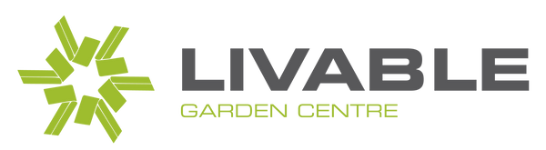 Green and white horizontal Livable Garden Centre logo